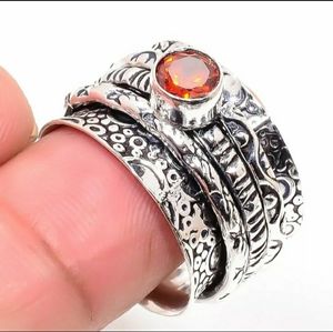 New Honey Topaz 925 Silver Spinner Meditation Ring.